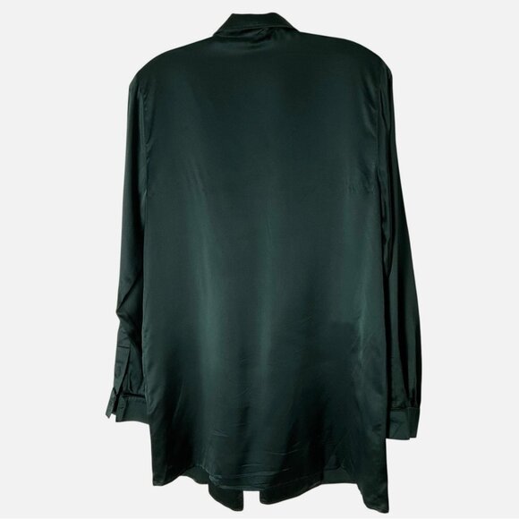 Silk Laundry Blazer Relaxed Lightweight Green Size Small *READ FLAW* - Picture 6 of 10